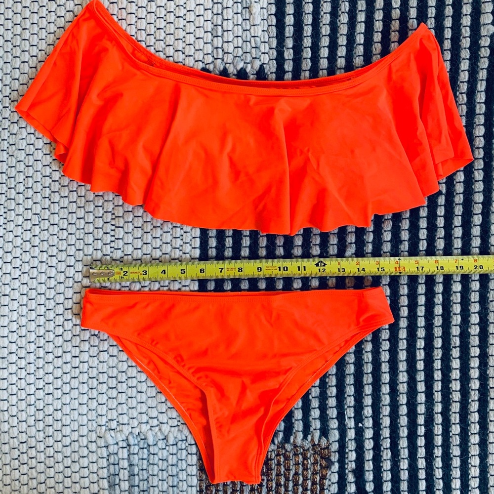 Orange Off-Shoulder Ruffle Bikini - M - Picture 3 of 4